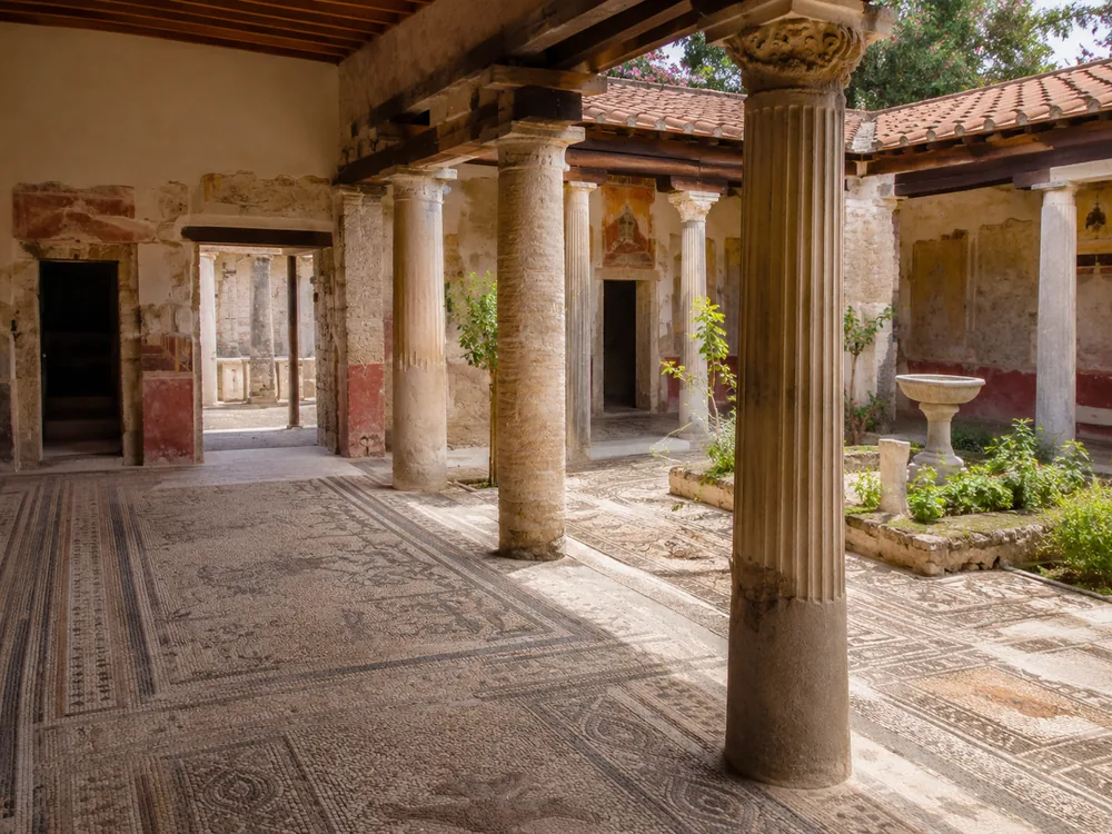 Roman courtyard and mosaic atmosphere inspired by Casa Romana in Kos