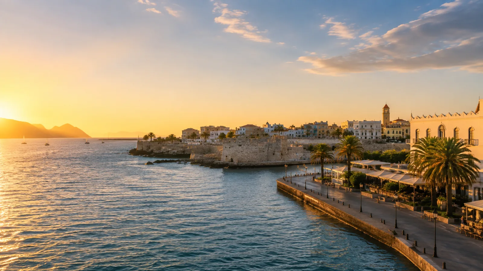 Kos harbour at golden hour