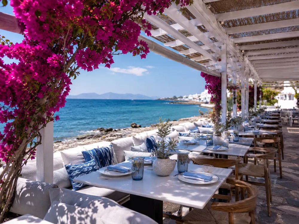 Mediterranean seaside dining mood inspired by Mylos in Kos